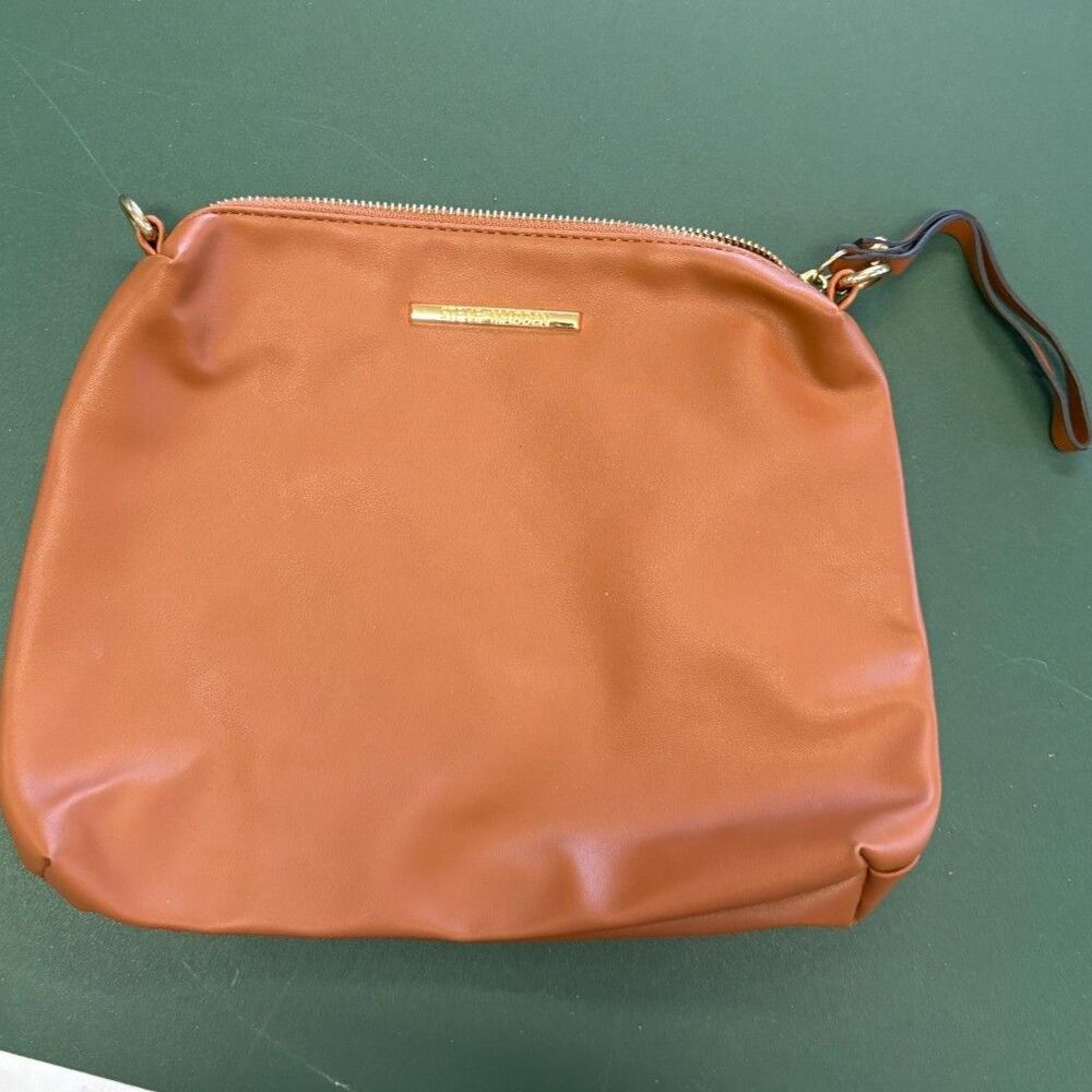Steve Madden Cognac Faux Leather Wristlet Pouch / Crossbody Bag